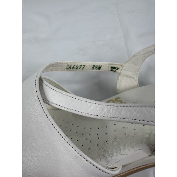 SAS Caress Cross Strap Leather Wedge Sandals White Size 8.5W Tripad Comfort Wide - Picture 9 of 12